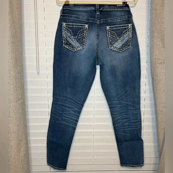 Vigoss Dark Blue Ankle Jeans with Embellished Pockets - Picture 2 of 2